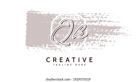 QK Initials, handwriting logo vector