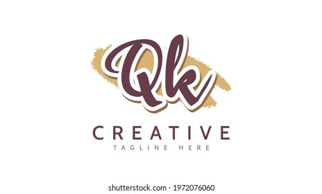 QK Initials, handwriting logo vector