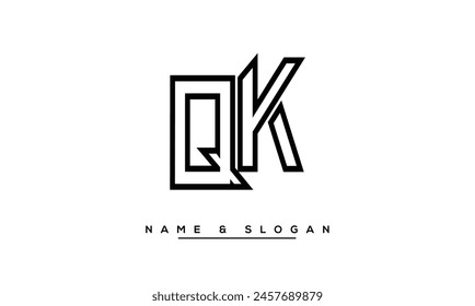 QK, KQ Abstract Letters Logo Monogram