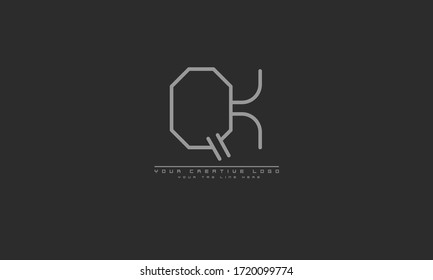 Plantilla de monograma de logotipo de vector abstracto de QK KQ