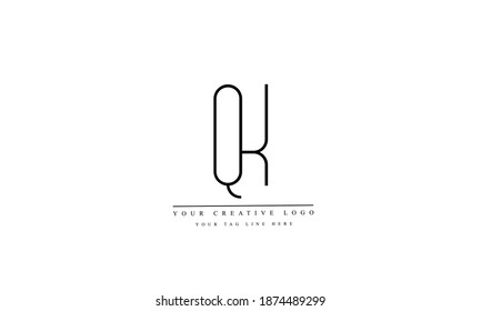 QK KQ abstract vector logo monogram template