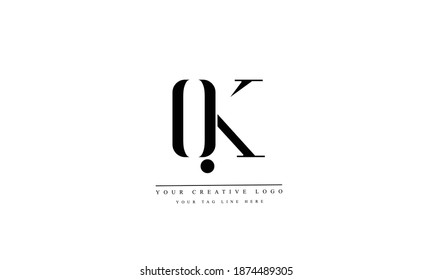 QK KQ abstract vector logo monogram template
