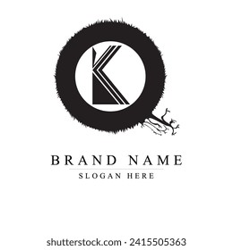 QK letter calligraphic Minimal monogram emblem style vector logo, Qk logo design	
