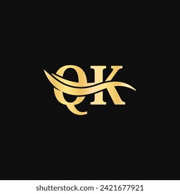 QK letter initial Logo Monogram design Elegance typography vector of business name golden royal Logotype
