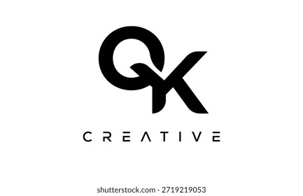 Letra QK logotipo monograma para identidade de marca criativa moderna