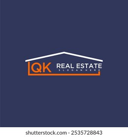 QK letter roof shape logo for real estate with house icon design