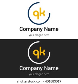 QK Letters , Abstract Polygonal Background Logo, design for Corporate Business Identity, Alphabet letter
