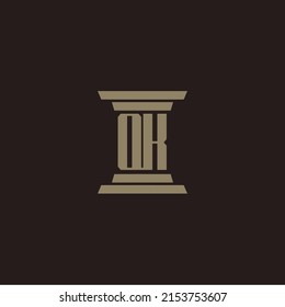 QK monogram initial logo for lawfirm with pillar design
