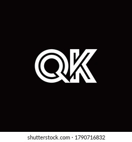 Logo de monograma QK con plantilla de diseño de línea abstracta