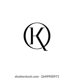 QK Monogram Logo. Classy Serif Letters for Fashion Brand.