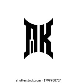QK monogram logo with curved side design template
