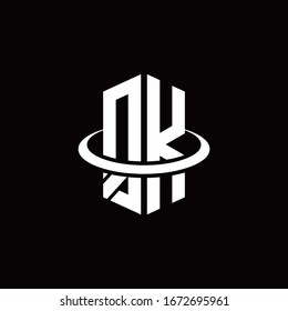 QK monogram logo in a hexagon style and surrounded by a ring
