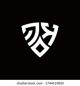 QK monogram logo with modern shield style design template isolated on black background