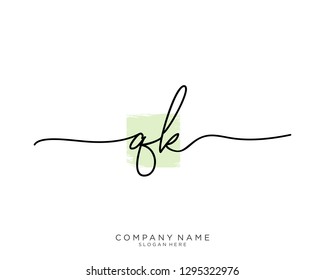 QK Q K Initial handwriting logo template