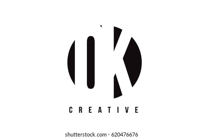 QK Q K White Letter Logo Design with Circle Background Vector Illustration Template.