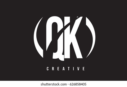 QK Q K White Letter Logo Design with White Background Vector Illustration Template.