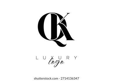 QK Serif Letter Monogram Typography Logo for Elegant Premium Branding Identity