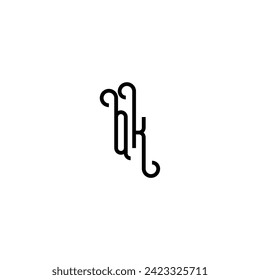 QK simple curved concept initial logo design black and white background