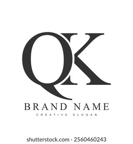 QK trendy logotype template. Initial letter q and k classic font style. Creative logo for company name or identity. Vector illustration.