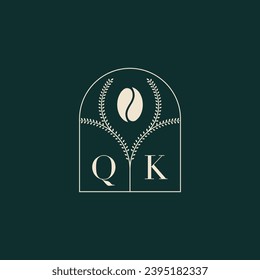 QK Unique and simple logo design combination of letters and coffee bean