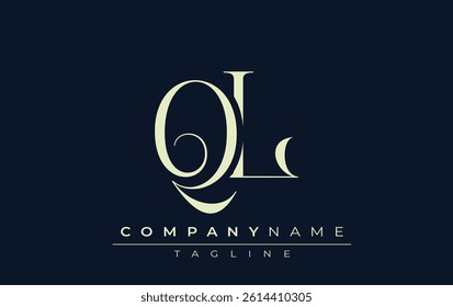 QL abstract Logo. Elegantly Designed Minimalist Monogram Logo with Stylish Lettering. Sophisticated and sleek minimalist monogram showcasing unique lettering design.