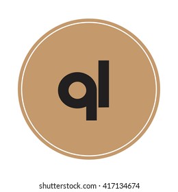 ql brown letters ,abstract background logo, design identity in circle, alphabet letter