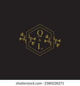 Logo inicial de la boda elegante de QL en un diseño profesional de alta calidad que se imprimirá en cualquier medio impreso