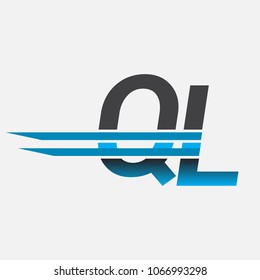 QL initial logo company name colored black and blue, Simple and Modern Logo Design.