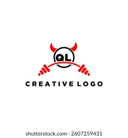 QL initial monogram for fitnes or gym logo with devil style design