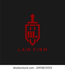 QL initial monogram for law firm with sword and shield logo image