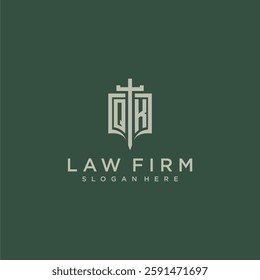 QL initial monogram for law firm with sword and shield logo image