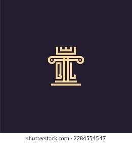 QL initial monogram logo for lawfirm with pillar  crown image design