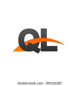 QL initial overlapping swoosh letter logo black orange