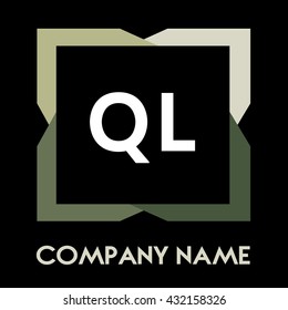 QL letters business logo creative  icon design template elements in abstract background logo, design identity in square with four colors, modern alphabet letters