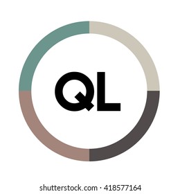 QL letters, four colors in abstract background logo, design identity in circle, alphabet letter