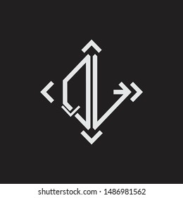 QL Logo Abstrac letter Monogram with Arrow in every side isolated on black background