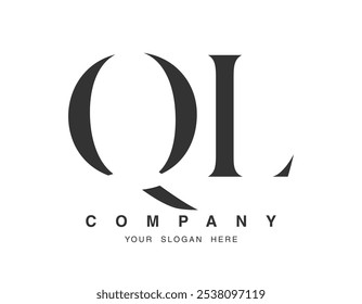 QL logo design. Initial letter q and l serif font style. Creative classic company name typography. Trendy logotype or identity. Vector illustration.