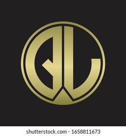 Monograma de logotipo QL con estilo de cinta de pieza en colores dorados