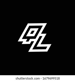 QL logo monogram with up to down style negative space design template isolated on black background