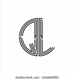QL Logo monogram triple ribbon style line design template isolated on white background