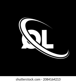 Logo de QL. Diseño de logotipo de letras QL en blanco.