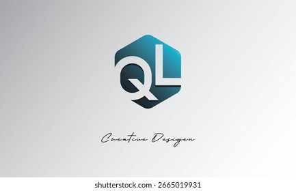 QL Minimal Polygon Shape Abstract Negative Space Symbol for Branding Use"