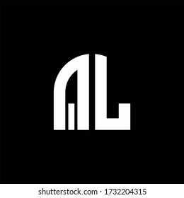 QL monogram logo with curve shape design template isolated on black background