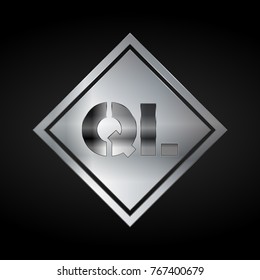 QL Monogram, Silver Logo, Metal Logo, Luxury, Elegant, Abstract, square