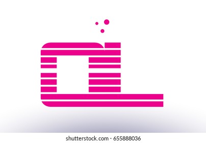 ql q l alphabet letter logo pink purple line stripe company design template creative abstract vector