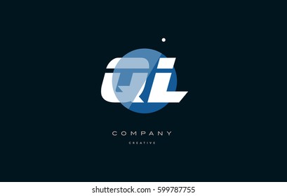 ql q l  blue circle dot big font alphabet company letter logo white design vector icon template 