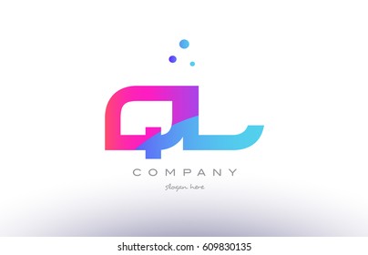 ql q l  creative pink purple blue modern dots creative alphabet gradient company letter logo design vector icon template