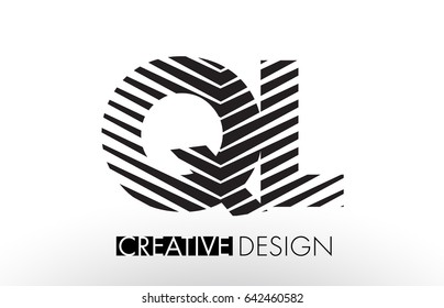QL Q L Lines Letter Design with Creative Elegant Zebra Vector Illustration.