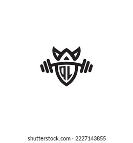 QL simple line fitness gym concept in high quality professional design that will print well across any print media