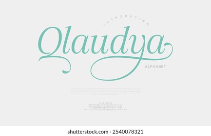 Qlaudya tipografia beleza moda elegante minimalista serif italic fontes decorativo casamento vintage retro logos. Logotipo de fonte de luxo mínimo alfabeto. Ilustração vetorial